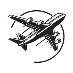 Commercial airplane flying icon isolated on white background. vector illustration.