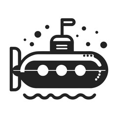 Silhouette submarine icon on a white background. flat vector illustration.