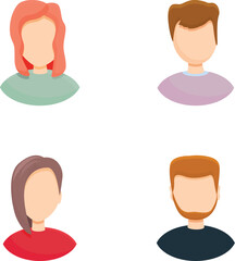 Profile icons set cartoon vector. Different male and female avatar. Anonymous, faceless character