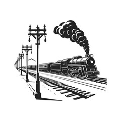 Obraz premium Set of retro trains icons isolated on white background.