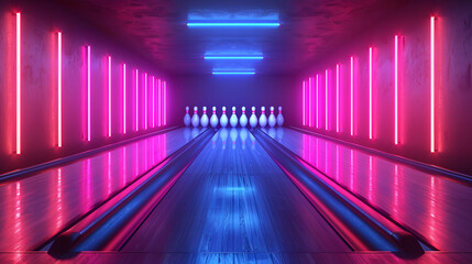 Fototapeta premium neon Bowling frame sign