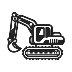 A silhouette excavator icon vector