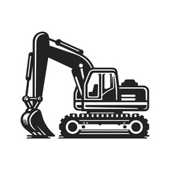 Excavator Silhouette Vector Logo Template. construction, vector illustration