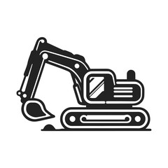 Excavator Silhouette Vector logo on white background.