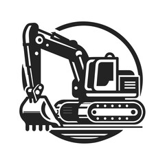 Excavator Silhouette icon on white background. flat icon vector illustration.