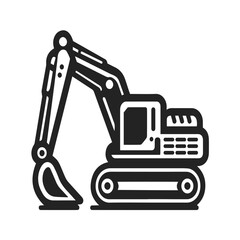 Excavator Silhouette icon on white background. flat icon vector illustration.