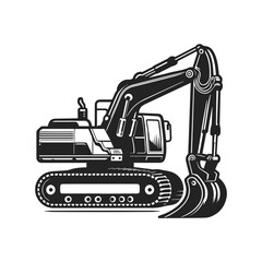 Excavator Silhouette Vector logo on white background.