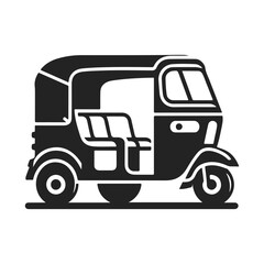 Fototapeta premium Icon symbol of a Tuk-tuk, a motorized three wheeled taxi which is a popular mode of transportation in South East Asia.