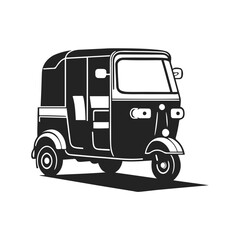 Fototapeta premium Auto rickshaw - icon, illustration on white background, glyph style. Vector