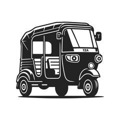 Auto rickshaw flat vector style icon, illustration on white background, glyph style. Vector illustration