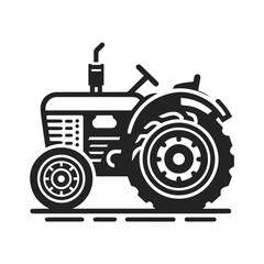 A tractor Vector black isolated on a white background, A farm Tractor Silhouette