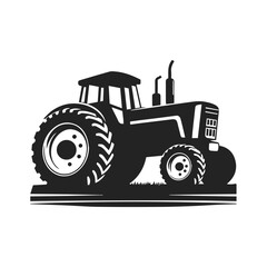 Minimalist Tractor Silhouette in Flat Vector Style Black & White. Perfect for Graphic Design Projects.