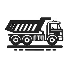 Clean Lines Dump Truck Silhouette, Versatile Vector Design