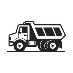 Elegant Dump Truck Outline, Classic Vector Representation