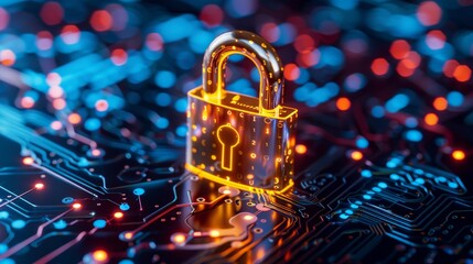 Secured lock icon  visualizing cybersecurity protocols for data protection and privacy