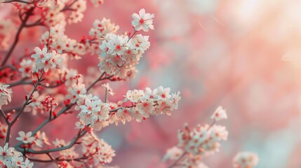 Naklejka premium White Flowers on Pink Background