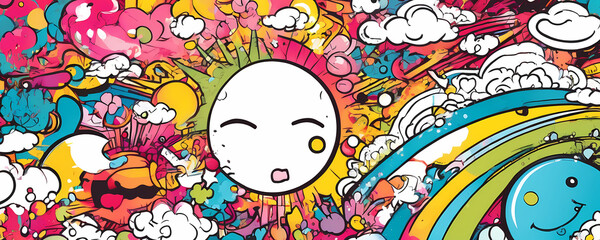 background with circles funny characters