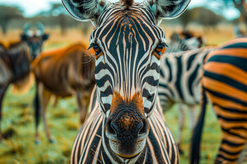 Naklejka premium Safari animals, zebra close up