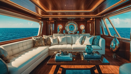 Fototapeta premium Interior of a luxury comfortable yacht
