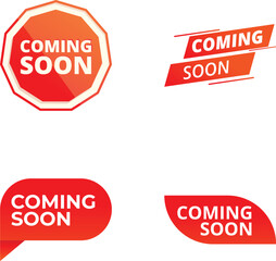 Promotional banner icons set cartoon vector. Promo sticker and label coming soon. Marketing strategy