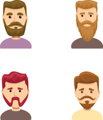 Men icons set cartoon vector. Cartoon men of different age and appearance. User profile avatar