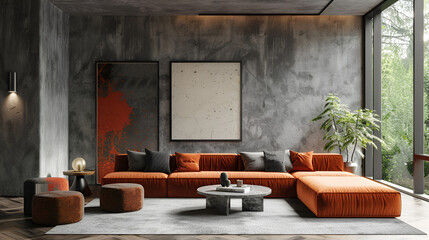 wall-mounted mock-up frame modern living room