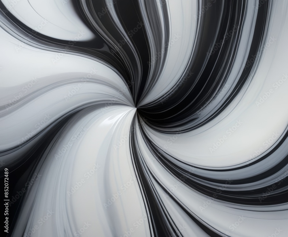 Poster a monochrome abstract spiral pattern with fluid lines creating a hypnotic effect. the high-contrast 