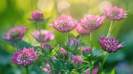 Fototapeta premium Pink Astrantia Hadspen Blood Plant