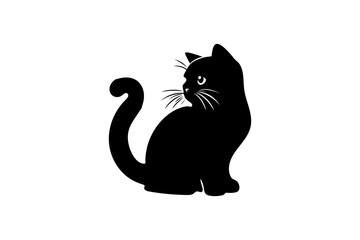 cat, animal, vector, cartoon, illustration, black, 