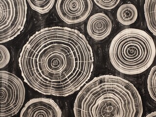 Hyperrealistic natural look a macro close-up shot of tree rings, each ring representing one year's growth, symbolizing the passage of time and natural circles in nature