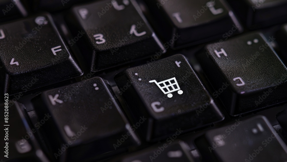 Poster a black keyboard with a trash can symbol on it