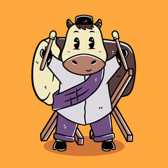 cute cow bedug eid adha vector mascot