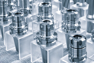 Milling metal cutter tools for CNC machine, dustrial design background, engineering technology concept.