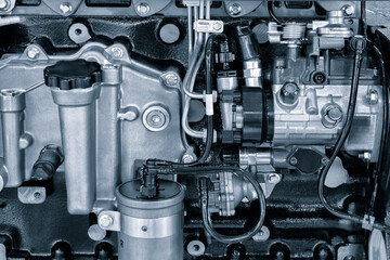 Diesel engine for truck or electric generator close up
