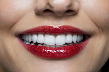 Obraz premium Bright white teeth.A concept for dental services.