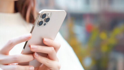 スマホを操作する女性の手元