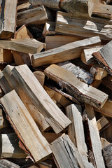 The energy crisis. Birch firewood stacked in a pile.