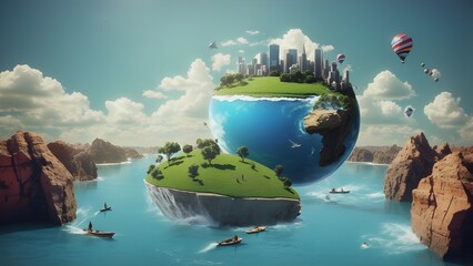 Fototapeta premium 3d world manipulation and photoshop work backgrounds and wallpapers 