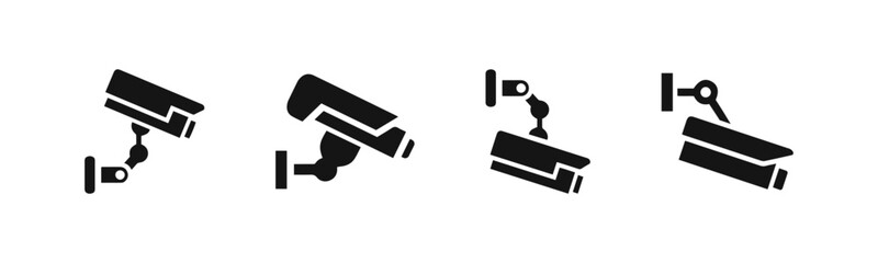 Cctv camera vector icon set. Street cam flat icons.