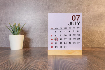 July 15, Natural notebook Calendar.