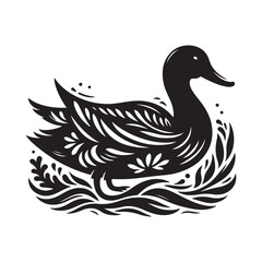 Black a duck silhouette vector illustration on white background