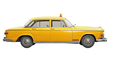 Yellow taxi car on a transparent background