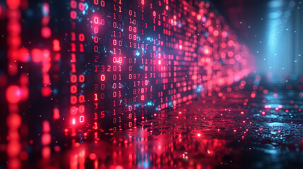 Naklejka premium Digital transformation concept. System engineering. Binary code. Programming