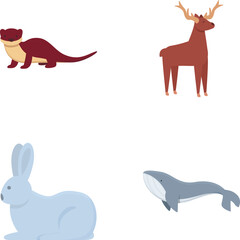Alaska nature icons set cartoon vector. Antarctic and arctic animal. Environment, wildlife