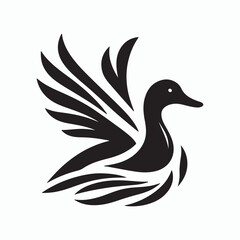 Black a duck silhouette vector illustration on white background
