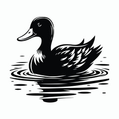 Black a duck silhouette vector illustration on white background