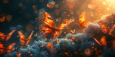 Fototapeta premium clouds and butterflies