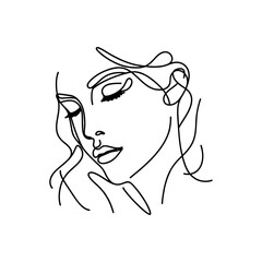 line art monoline oneline poster art design of woman face