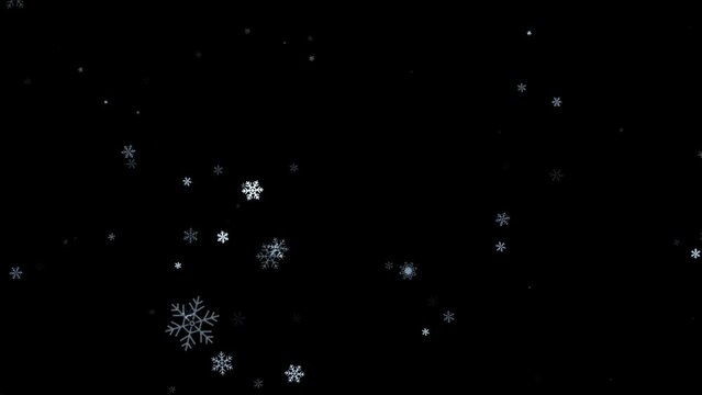 snowflakes falling effect animation. snowflakes falling twirl clear and blurred with transparent background (RGB + Alpha).