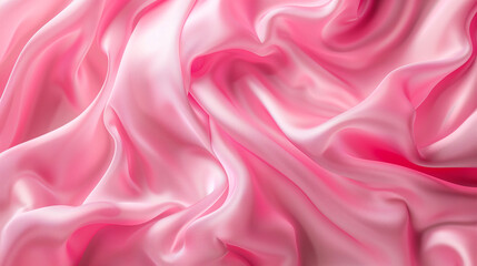 Obraz premium Luxurious soft draped pink satin fabric with smooth texture, elegant and shiny material.